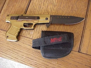 Gun Pistol Folding Locking Belt Knife - Picture 1 of 10