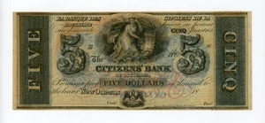 1800's $5 The Citizens' Bank - New Orleans, LOUISIANA Note Ch.CU - Picture 1 of 2
