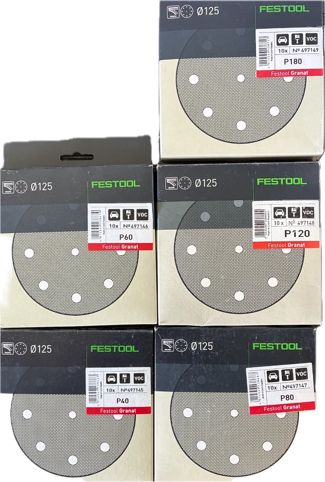 FESTOOL - Boite de 10 Abrasif 125 mm pour Rotex et autres (différents grains) - Photo 1/1