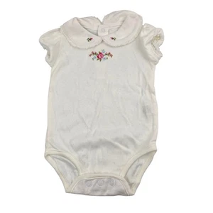 Carter's Floral Embroidered Peter Pan Collar Bodysuit 3 Mo White Garden Party - Picture 1 of 5