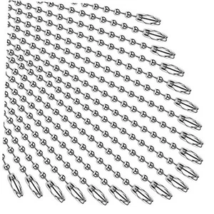 100Pcs Ball Beads Chain, Bulk Dog Tag Metal Chain, 4.72 Inches Ball Silver - Picture 1 of 8