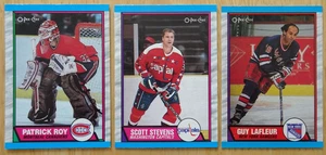 1989-90 O-Pee-Chee OPC Hockey 3 Karten HOF LOT Roy, Stevens, Lafleur EX - Bild 1 von 2