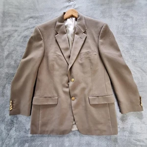 Pierre Cardin Blazer Mens 39R Tan Gold Button Wool Blend Sport Coat Jacket - Picture 1 of 13