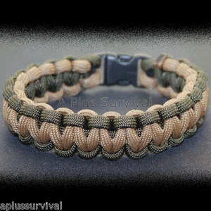 Olive Drab & Coyote Brown - Bracciale Corda Sopravvivenza Paracord - Made in USA - Foto 1 di 2