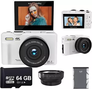 4K 64MP Digital Camera for Photography Vlogging Camera for YouTube with 3.0 180 - Picture 1 of 6