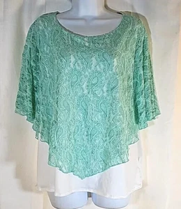 Star Vixen Women's Mint Green Lace Overlay Blouse Top Size 3X NWT - Picture 1 of 5