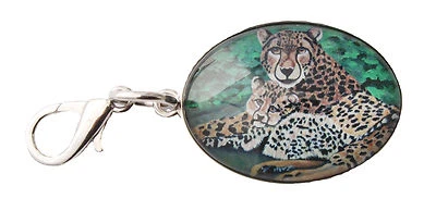 Cheetah Zipper Pull Charm, Bag Charm with Lobster Claw Clasp - Animal  - Image 1 of 3
