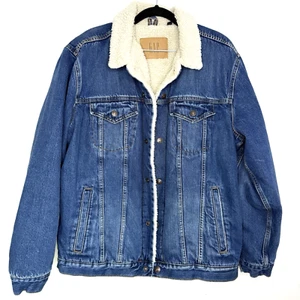 GAP Herren XL Sherpa Lined Denim Trucker Jacket Blau Fleece Jeansjacke 2019 - Bild 1 von 10