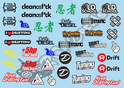 1/10 Drift Decals - Stickers Set 3 for Tamiya Hpi Kyosho losi  - Image 1 of 2