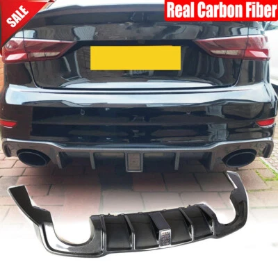 Labio difusor parachoques trasero carbono real con LED para Audi 8V RS3 S3 sedán 2017-2020 Foto 1 de 4