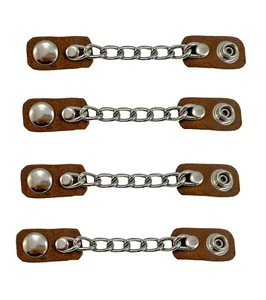 Brown Motorcycle Vest Extenders Single Steel Chain USA Made 24 Snaps MC Biker - Picture 1 of 13