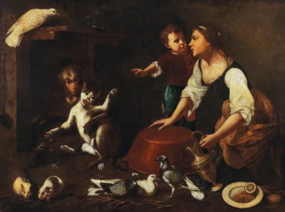 The Tale of the Monkey and Cat | Master of the Armenti | 1679 Renaissance Print - Image 1 of 4