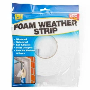 Insulation Draught Excluder Tape Draft Weather Foam Seal Strip Door Window 2pcs - Picture 1 of 13
