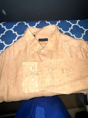 Camisa informal Saks Fifth Avenue para hombre X-grande naranja 100 % lino manga larga XL Foto 1 de 4