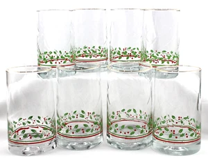 8 Vintage Arbys Weihnachten Stechpalme Beere 16 Unzen Gläser Glaswaren Becher - Bild 1 von 2