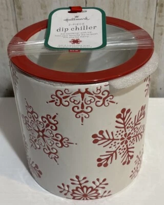 Floco de neve Hallmark vermelho e branco 2 peças refrigerador de imersão cerâmica inverno/natal novo na caixa - Imagem 1 de 4