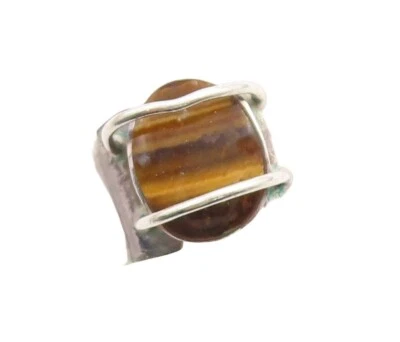 Anillo de plata de ley 925 vintage de diseñador ovalado ojo de tigre talla 9,5 RG31230 Foto 1 de 4