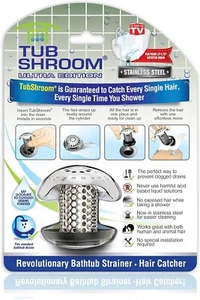 TubShroom Bathtub Hair Drain Catcher Stainless Steel,Standard Free Fast Delivery - Picture 1 of 10