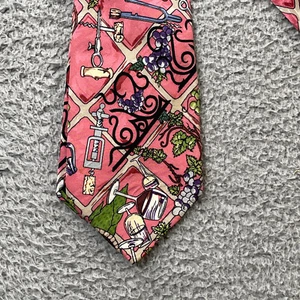 Vintage Nicole Miller Necktie 1994 Wine Glasses Grapevine Cork Opener 100% Silk - Picture 1 of 9