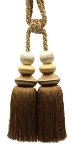 DÉCOPRO Tieback with Braided Cord, Color# TT03 - White Gold Brown [Set of 4] - Picture 1 of 1