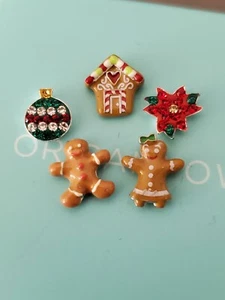 Origami Owl HOLIDAY CHRISTMAS 5 CHARM SET: POINTSETTIA, ORNAMENT, GINGERBREAD - Foto 1 di 2