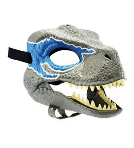 Masque de dinosaure bleu Jurassic World Velociraptor mâchoire mobile latex Raptor NEUF