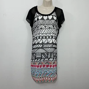 Abito Desigual Risueno Blanc Abito taglia 4 Mini Camicia Shift Geometrica Nuovo con etichette - Foto 1 di 9