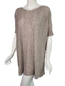 Suéter túnica EILEEN FISHER beige con textura de gran tamaño hombro caído talla L XL - Imagen 1 de 4
