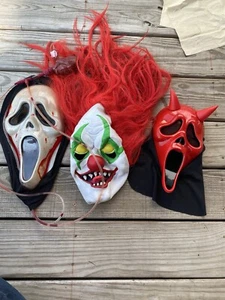 Clown Mask Lot Rubber “It” lights eyes Plastic Scream mask blood pump Red Devil - Picture 1 of 9