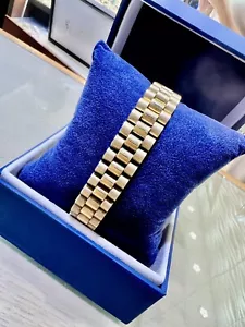 14K Yellow Gold Rolex Style Mens Bracelet - Picture 1 of 16
