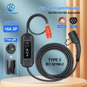 11KW EV Ladegerät Mobile Wallbox Typ 2 16A 5/10 MLadestation Elektroauto Charger - Bild 1 von 12