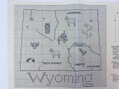 Sue Hillis Designs Map of WYOMING Counted Cross Stitch Pattern SHD Map - Image 1 of 2