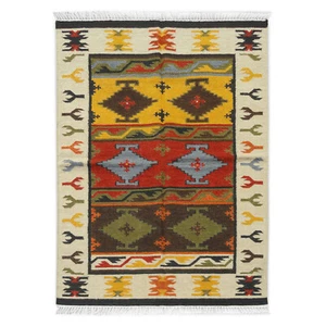 Hand Woven Wool Rug Turkish Kilim Dhurrie afghan Oriental Area Rug 4x6 feet - Picture 1 of 4