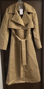 ASOS Maxi Trench Style Coat Size 2 4 Eu 32 Tall Camel Satin NWT Make An Entrance - Picture 1 of 9