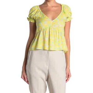 Abound Damen Bauernbluse Multi Tarry Blumen gelb Übergröße 3X neu mit Etikett - Bild 1 von 12