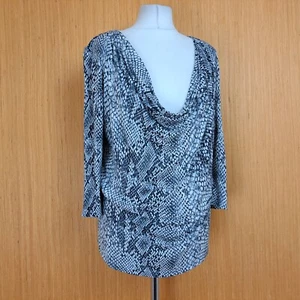 NOUGAT London Womens Top UK 16 Grey Snakeskin 3/4 Sleeve Cowl - Picture 1 of 9