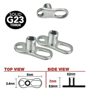 2pcs. 16G ASTM F136 G23 Titanium 2-Hole with 2mm Rise Dermal Anchor Base - Picture 1 of 2