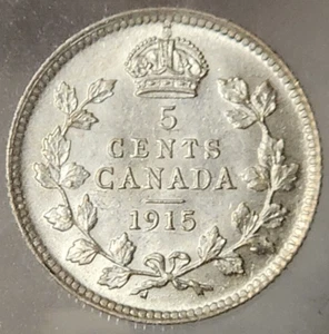 CANADA GEORGE V SILVER 5 CENT 1915 - ICCS AU55 - Picture 1 of 3