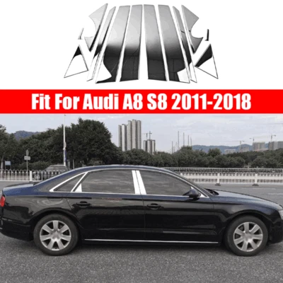 For Audi A8 S8 2011-2018 Chrome Steel Window ABC-Pillar Cover Trim Sticker 12pcs - Image 1 of 4