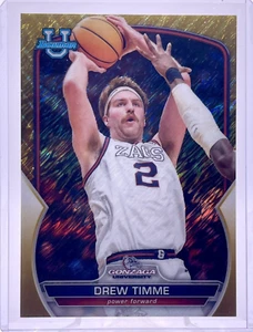 2022-23 Bowman University Chrome Drew Timme GOLD SHIMMER /50 Gonzaga - Picture 1 of 2