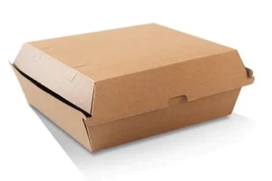 150pcs Dinner Box Disposable Brown Corrugated Kraft Plain 178x160x80mm - Picture 1 of 2