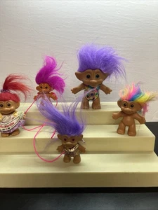 Vintage RUSS Ace Justoys Troll Dolls Lot Of 5 Clothes Costumes Dif. Sizes W4 - Picture 1 of 10