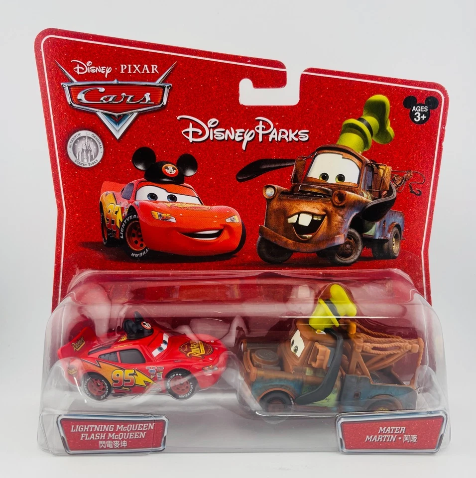 DISNEY PIXAR DINSEY PARQUES COCHES LIGHTNING MCQUEEN MICKEY & MATER GOOFY Foto 1 de 2
