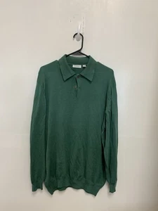 Vintage Barneys NY Men's Polo Sweater Sz XXL Green 100% Cotton Italy - Picture 1 of 3