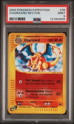 2002 Pokemon Expedition PSA 9 Charizard обратная голографическая фольга 39/165 как новая - Изображение 1 из 2