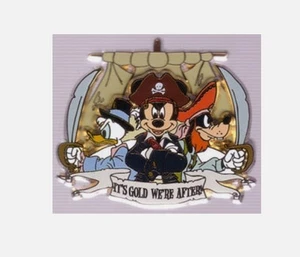 Donald Goofy Mickey Pirate Caribbean It's gold were after Disney Paris Dlrp pin - Picture 1 of 2