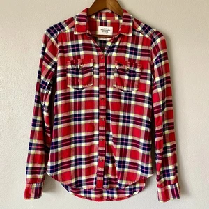 Camisa Abercrombie & Fitch Para Mujer XS Roja Clásica Otoño Franela Campo Granja - Imagen 1 de 13