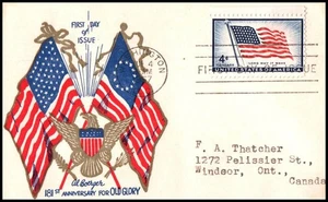 USA Post Card - 1957 - Al Boerger 181st Anniversary Old Glory Scott# 1094 FDC - Bild 1 von 2