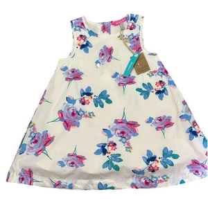 Joules Girls Bunty Dress 9-12 Months Sleeveless Floral White Colorful NEW - Picture 1 of 9
