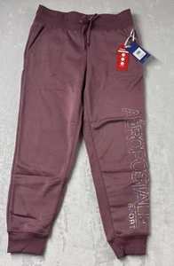 Aeropostale Sweatpants Women's Medium Pink Fleece Lined Drawstring Waist Outdoor - Picture 1 of 8